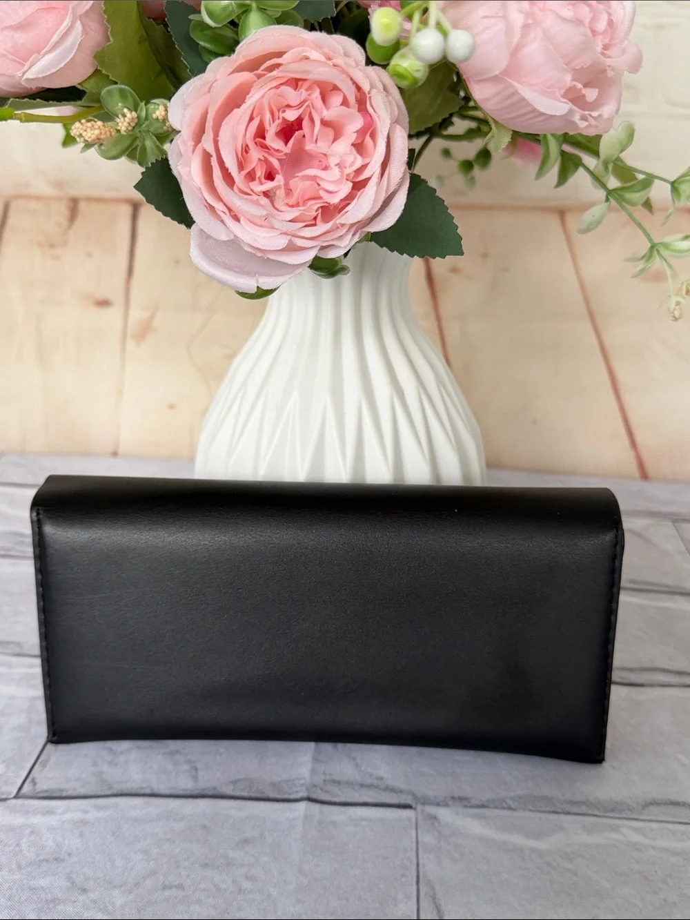 L.A.M.B. Black leather mate eyewear case fold over